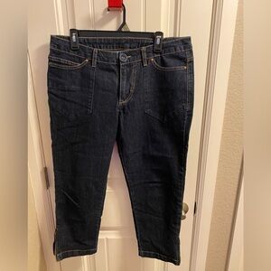 GLO Jeans 12 14 Capri Length Stretch Dark Blue Denim Capris